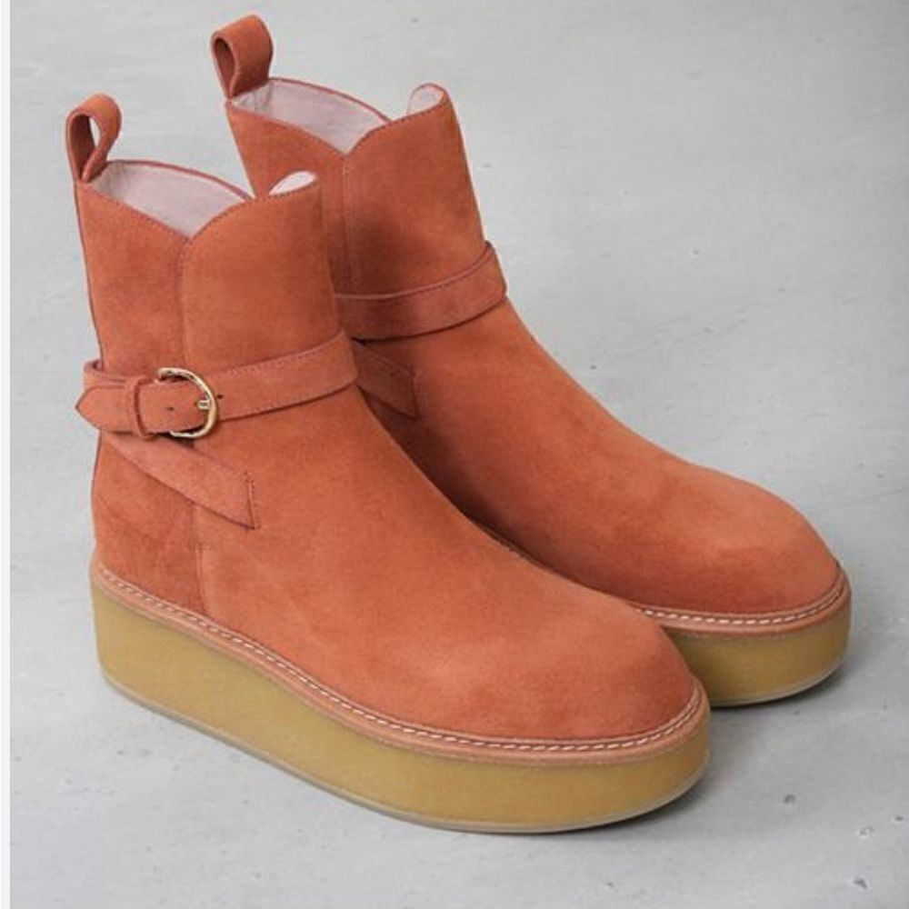 Ulla Johnson Lennox Ankle Buckle Boots suede terracotta brown. New 39.5/…